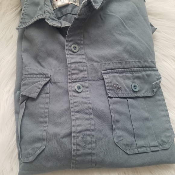 💥5/$25 Abercrombie & Fitch Military Two Pocket Overshirt In Khaki - Picture 5 of 13